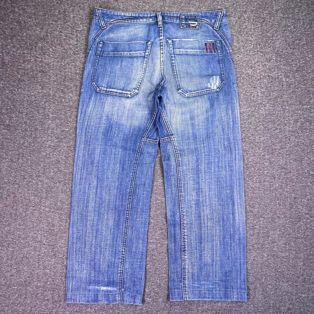 Diesel Jeans Mens 34x27 Blue Grunge Baggy Straight Y2K Button Fly‎ Hemmed Retro - Picture 2 of 16